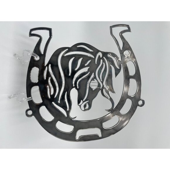 Metal Horse Head Design Wall Art Stallion - Picture 1 of 3